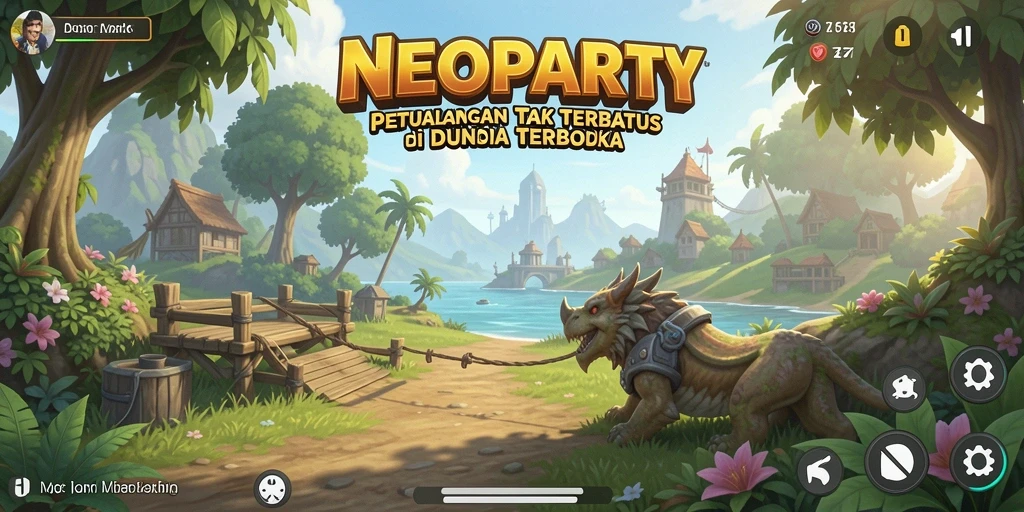 Tampilan gameplay yang menampilkan petualangan seru di dunia terbuka NEOPARTY.